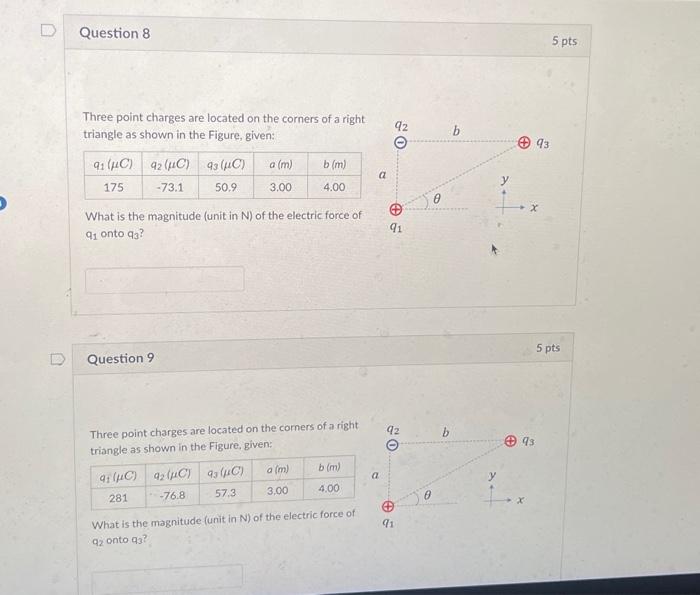 Solved Three point charges are located on the corners of a | Chegg.com