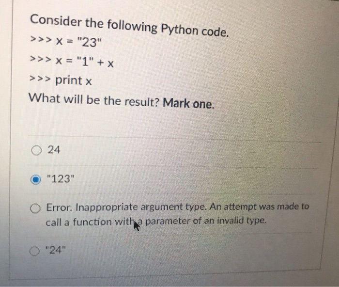 Solved Consider The Following Python Code X Chegg Com