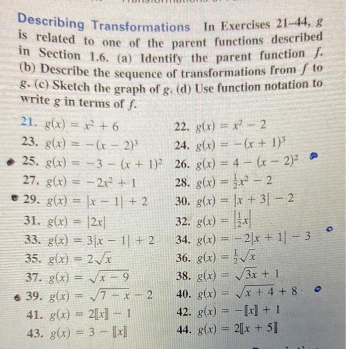 Solved Describing Transformations In Exercises 21-44, g is | Chegg.com