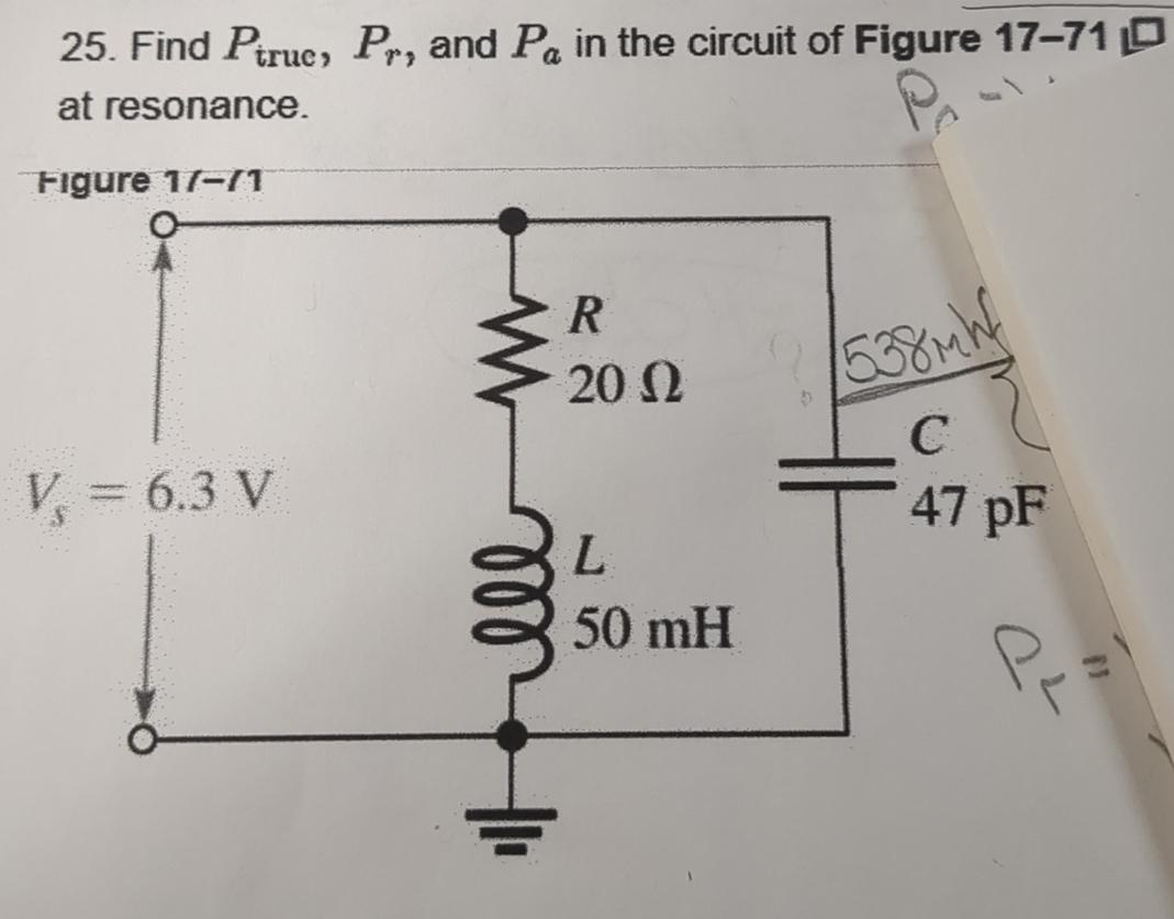 Solved Find Ptrue ,Pr, ﻿and Pa ﻿in the circuit of Figure | Chegg.com