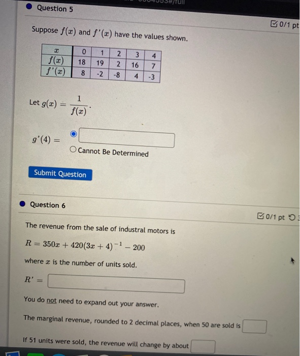 Solved Question 5 B0 1 Pt Suppose F X And F X Have The