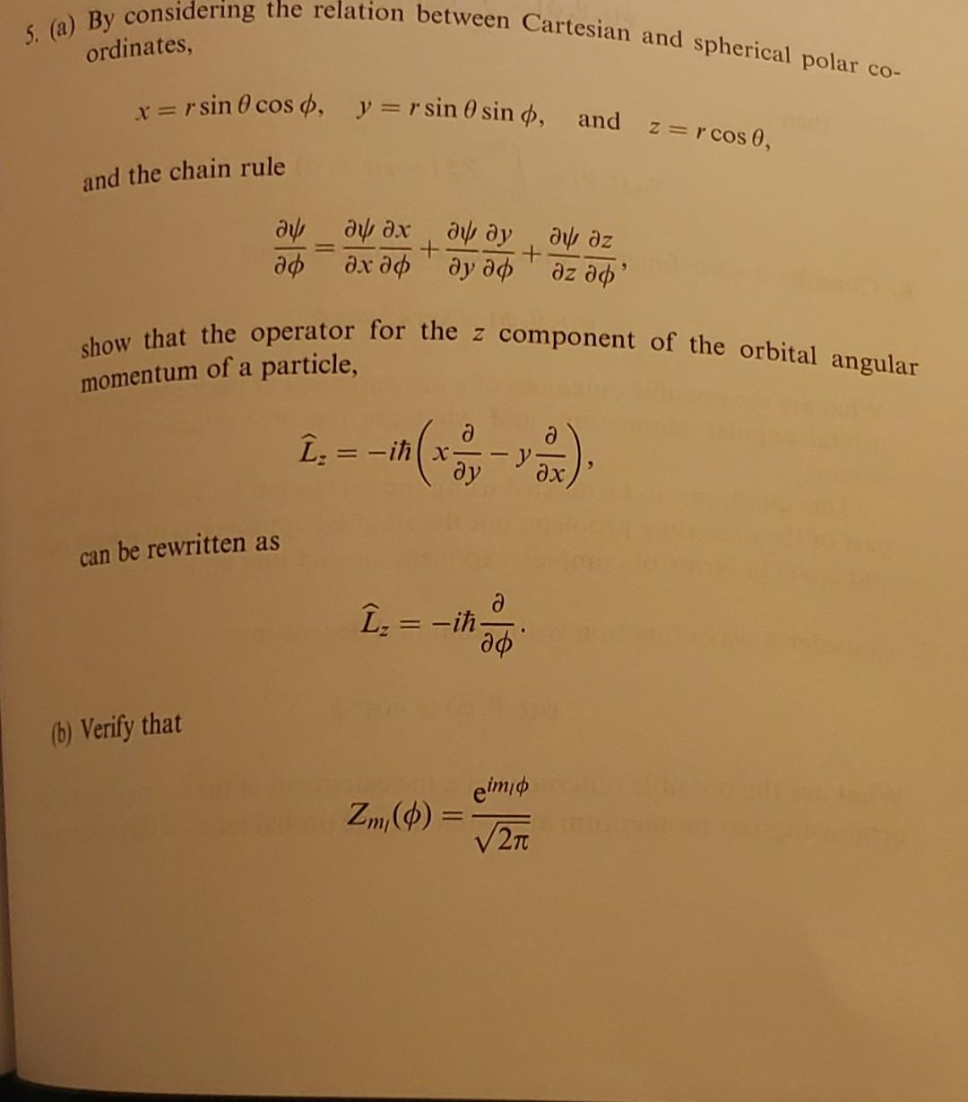 Solved 5. (a) By considering the relation between Cartesian | Chegg.com