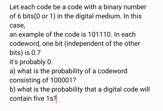 Solved Let each code be a code with a binary number of 6 | Chegg.com