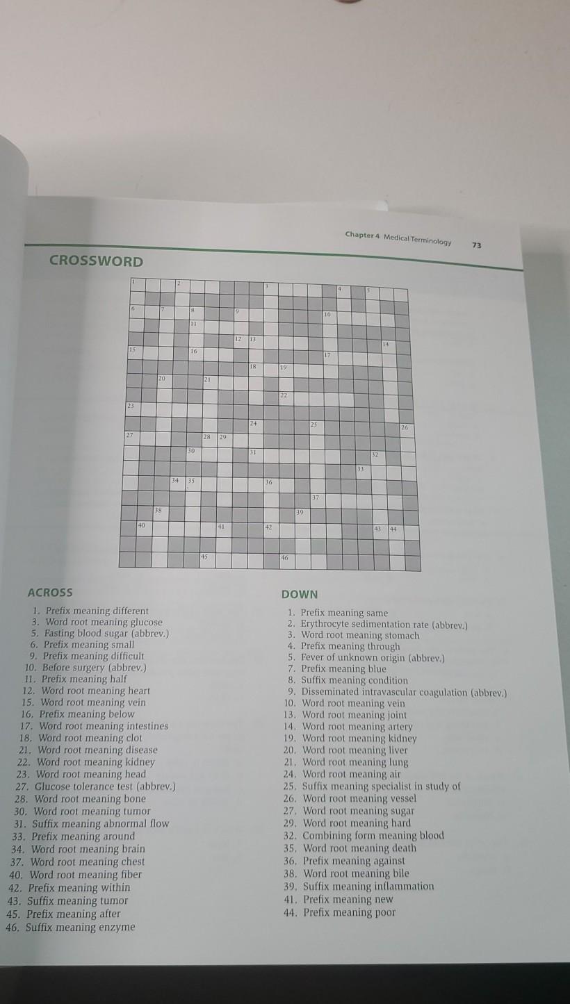 Chapter 4 medical terminology answers