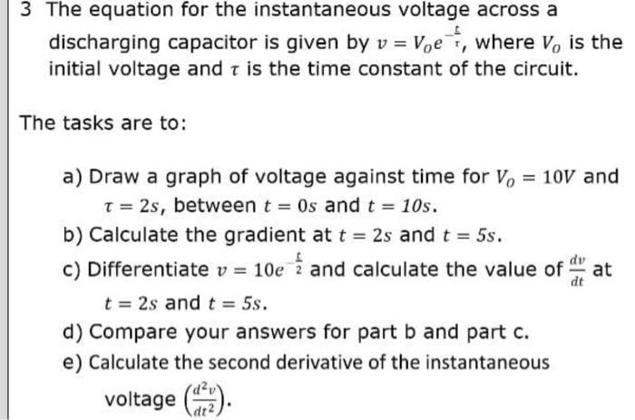 Solved 3 The equation for the instantaneous voltage across a | Chegg.com