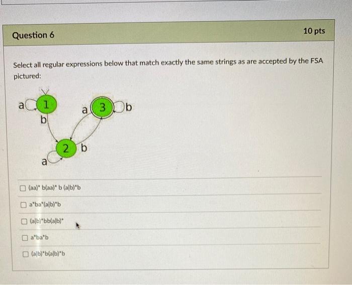 Solved 10 pts Question 6 Select all regular expressions | Chegg.com