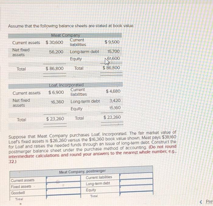 Solved Assume that the following balance sheets are stated