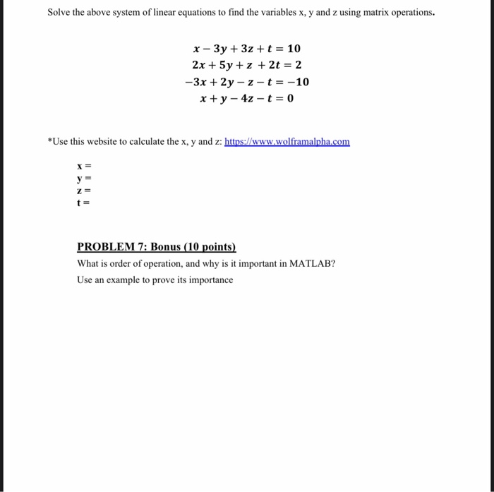 Solved Solve the above system of linear equations to find | Chegg.com
