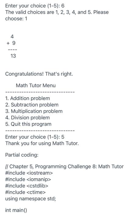 Solved Write a program that displays a menu allowing the | Chegg.com