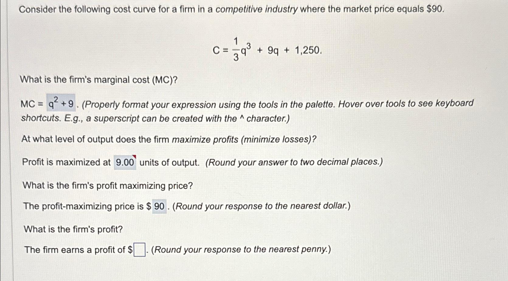 Solved Consider the following cost curve for a firm in a | Chegg.com