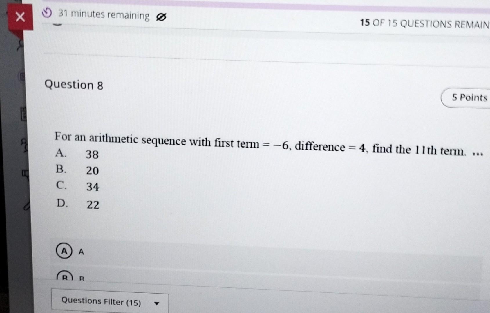 Solved For an arithmetic sequence with first term =−6, | Chegg.com