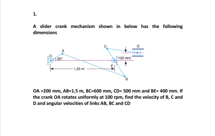 Solved Shown In Below Has The Following A Slider Crank | Chegg.com