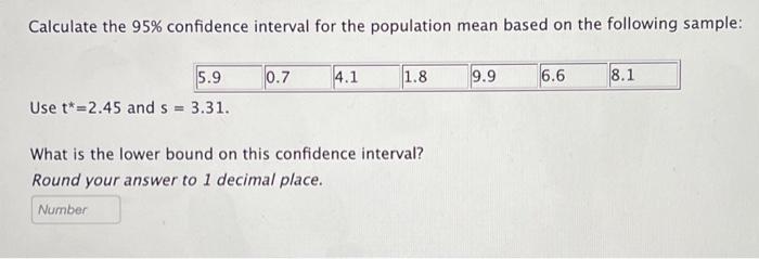 Solved Calculate the 95% confidence interval for the | Chegg.com