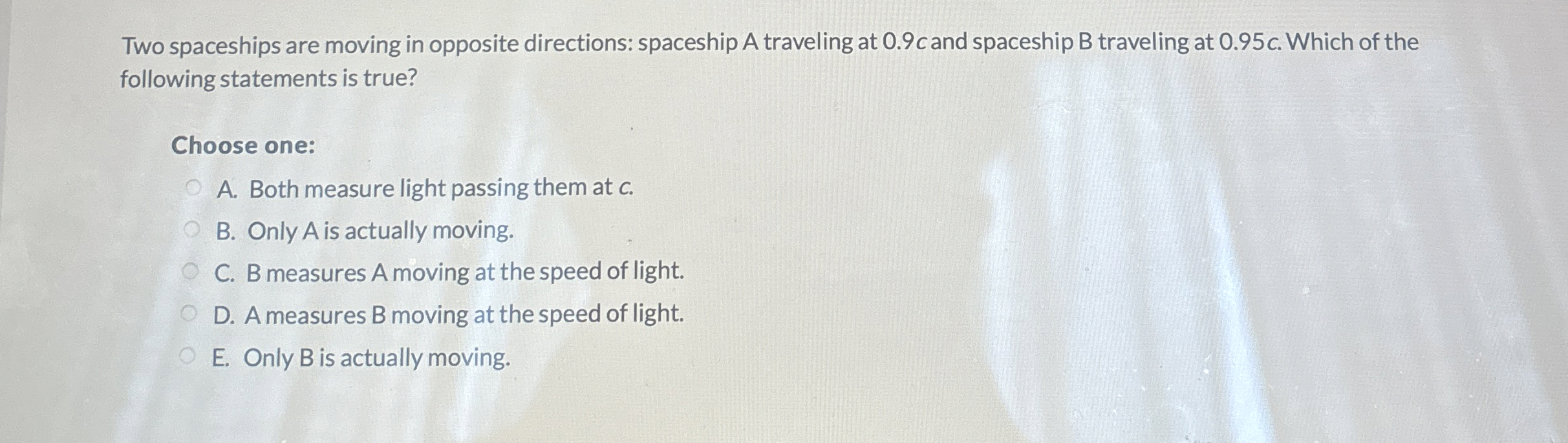 Solved Two spaceships are moving in opposite directions: | Chegg.com 