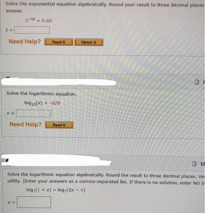 Solved Solve the exponential equation algebraically. Round | Chegg.com