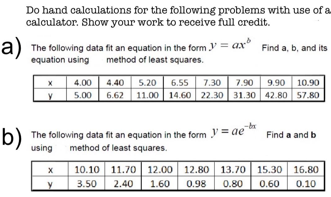 Solved Do hand calculations for the following problems with | Chegg.com