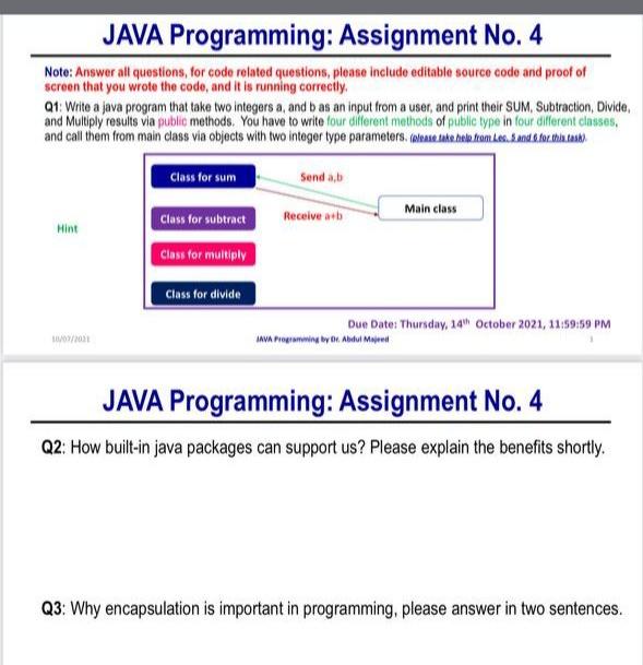 Solved JAVA Programming Assignment No. 4 Note Answer all