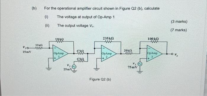 Solved (b) For the operational amplifier circuit shown in | Chegg.com