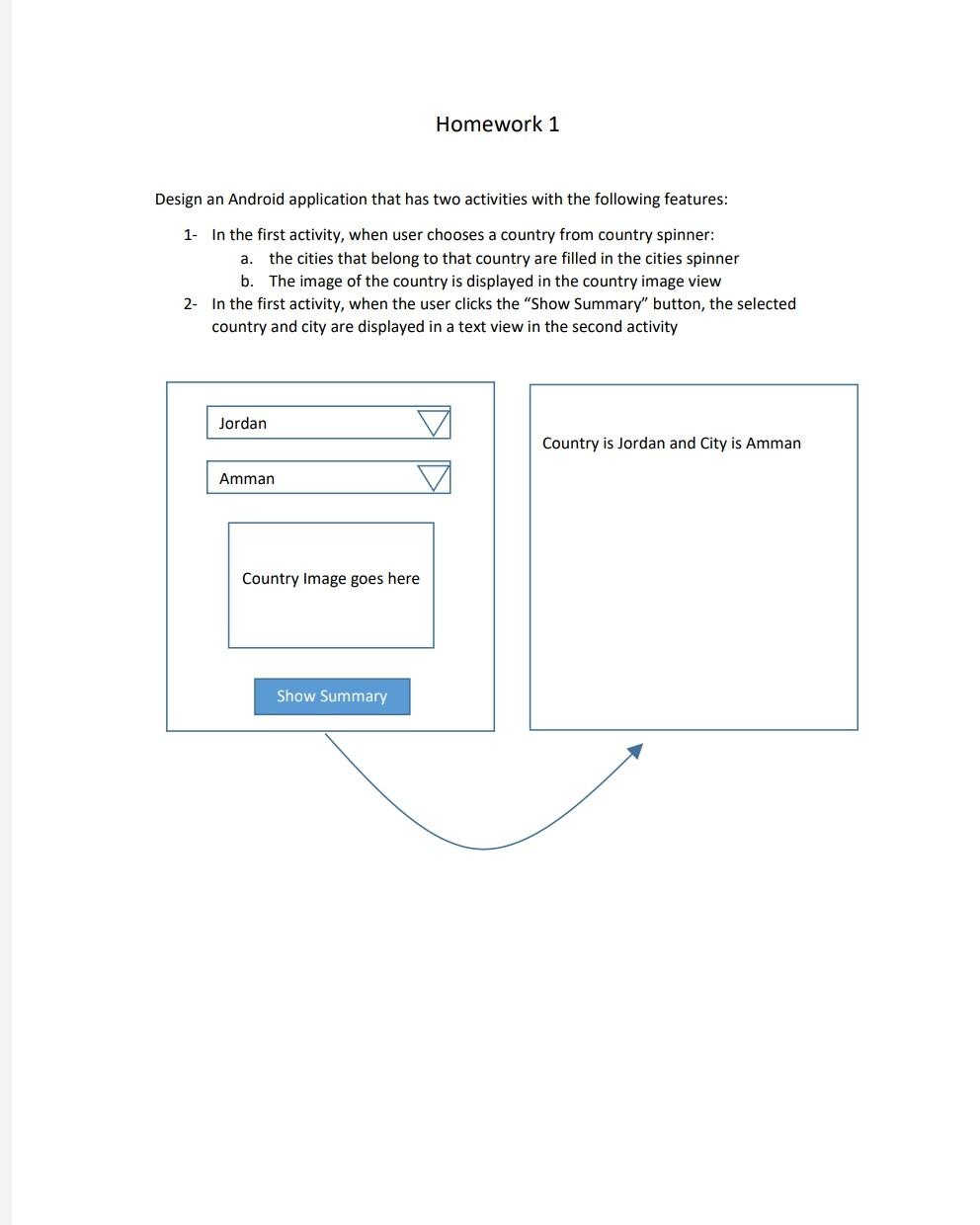 Solved Homework 1 Design an Android application that has two | Chegg.com