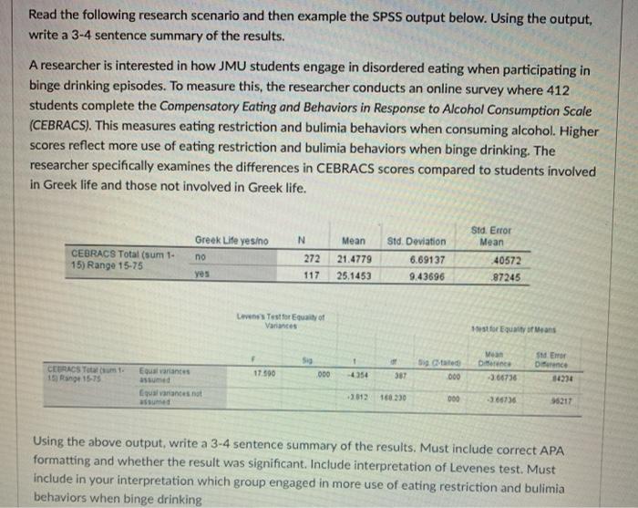 Solved Read the following research scenario and then example | Chegg.com