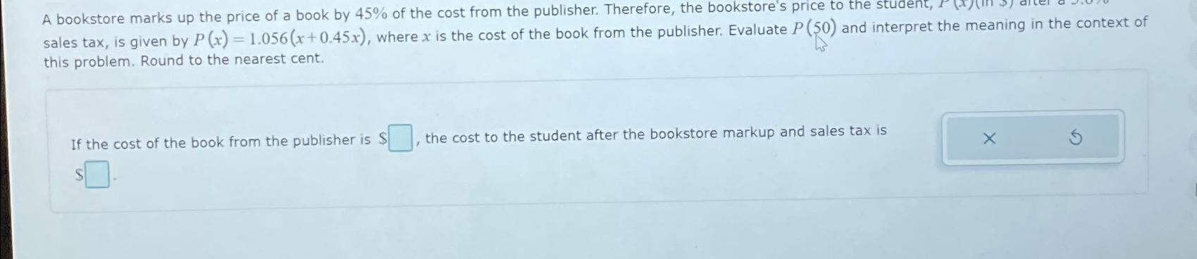 Solved A bookstore marks up the price of a book by 45% ﻿of | Chegg.com