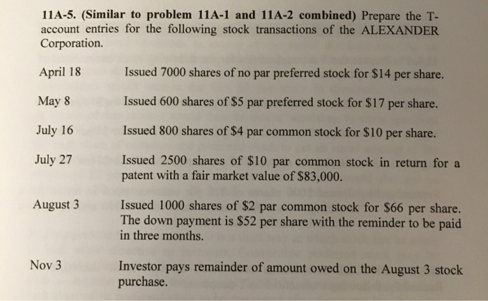 Solved 11A-5. (Similar to problem 11A-1 and 11A-2 combined) | Chegg.com