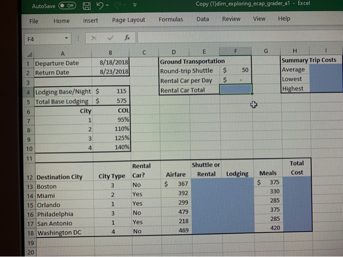 Solved On the cities worksheet click cell F4 and enter a Chegg com Solved On the cities worksheet click cell F4 and enter a Chegg com