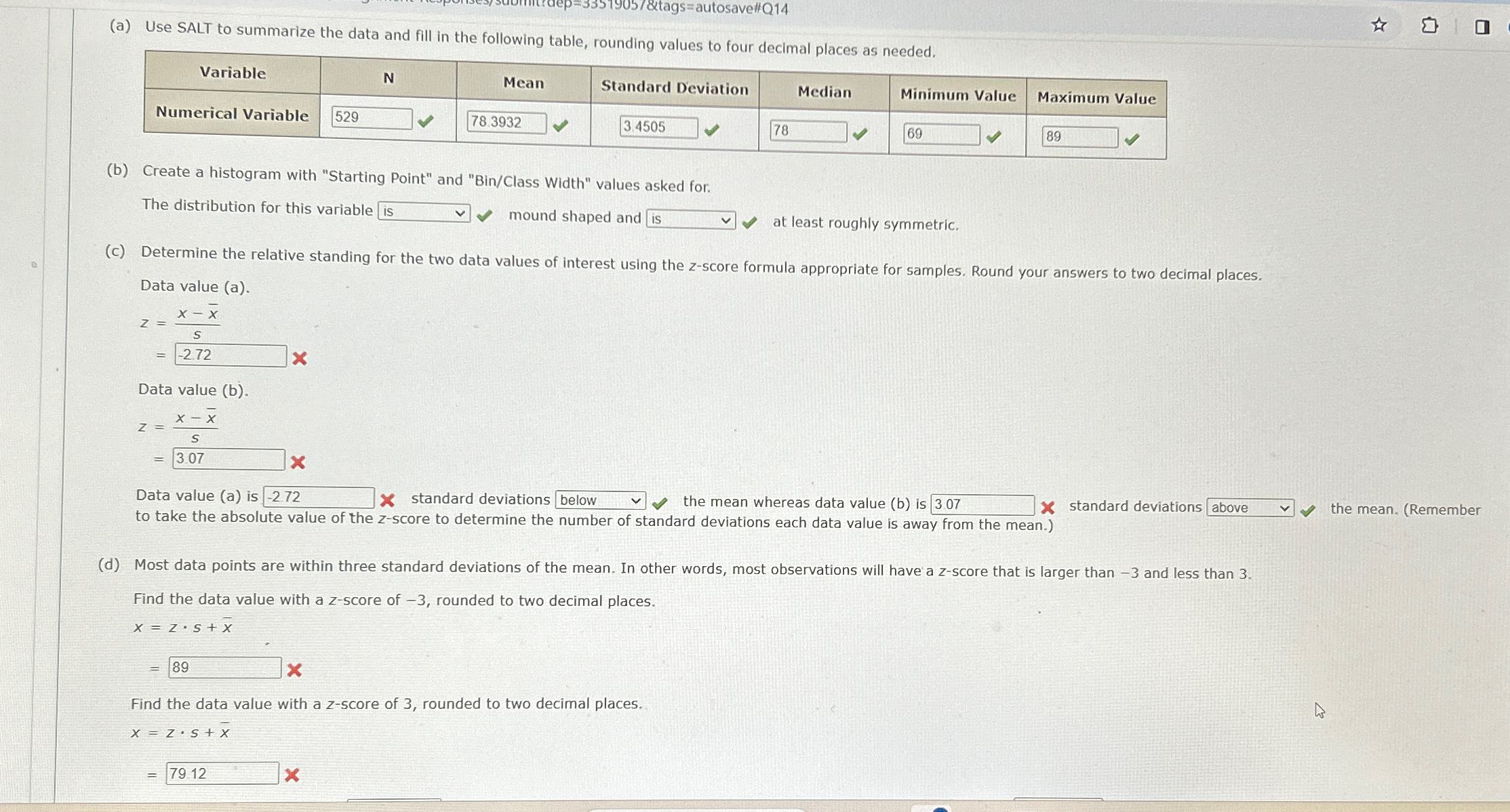 Solved (a) ﻿Use SALT to summarize the data and fill in the | Chegg.com
