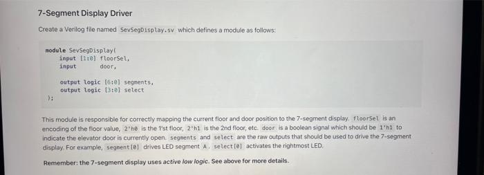 Solved 7-Segment Display Driver Create A Verilog File Named | Chegg.com