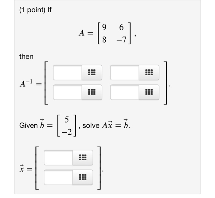 Solved 1 Point If 9 A 2 8 7 Then A 1 100 5 Gi Chegg Com