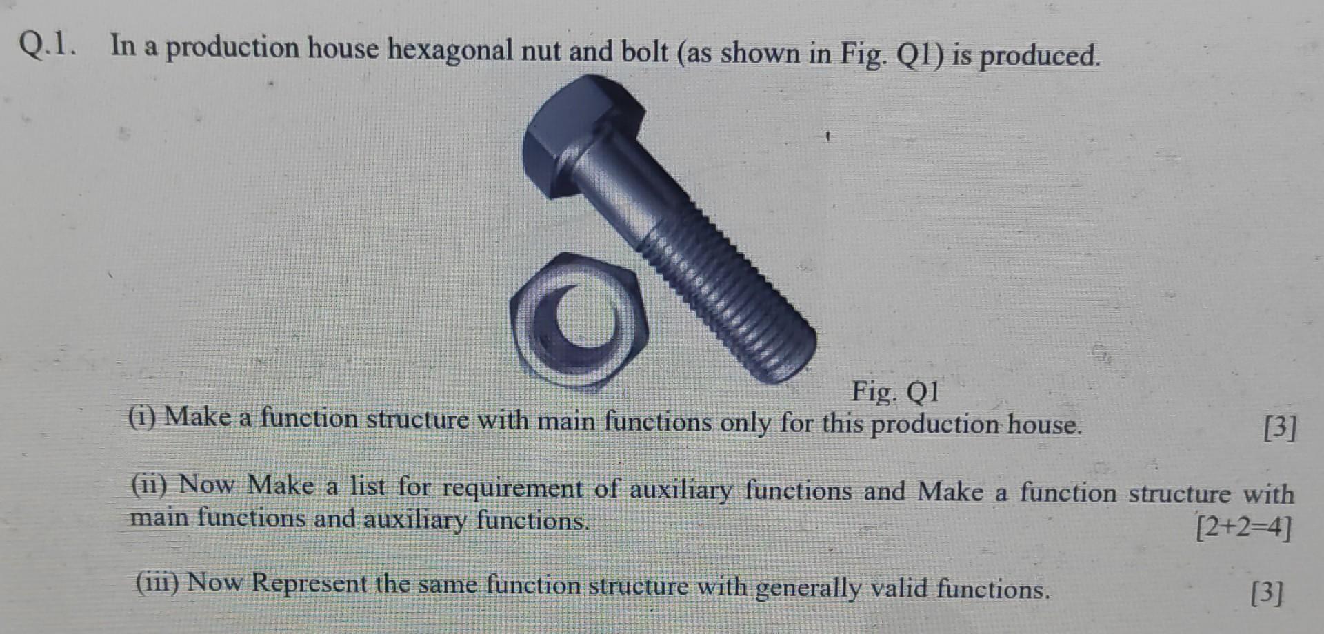 Solved 1. In a production house hexagonal nut and bolt (as | Chegg.com