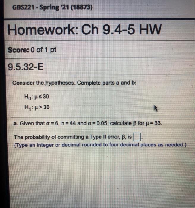 Gbs221 Spring 21 173 Homework Ch 9 4 5 Hw Chegg Com