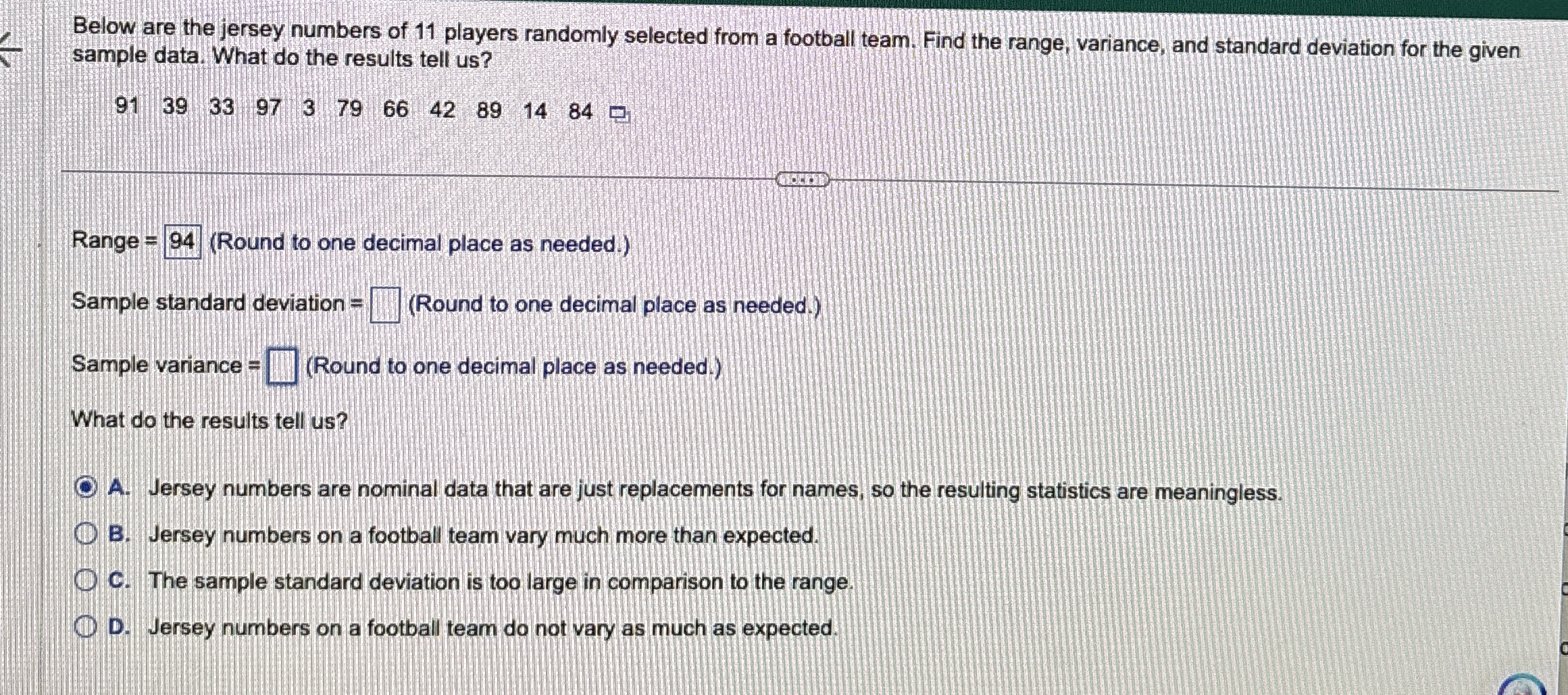 Below are the jersey numbers of 11 ﻿players randomly
