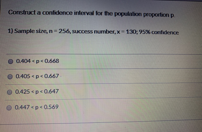 Solved Construct a confidence interval for the population | Chegg.com