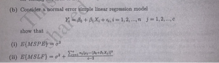 Solved The Hat B Consider A Normal Error Simple Linear Chegg Com