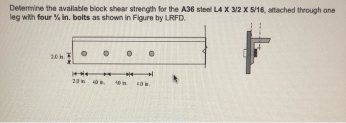 Solved Determine The Available Block Shear Strength For The | Chegg.com