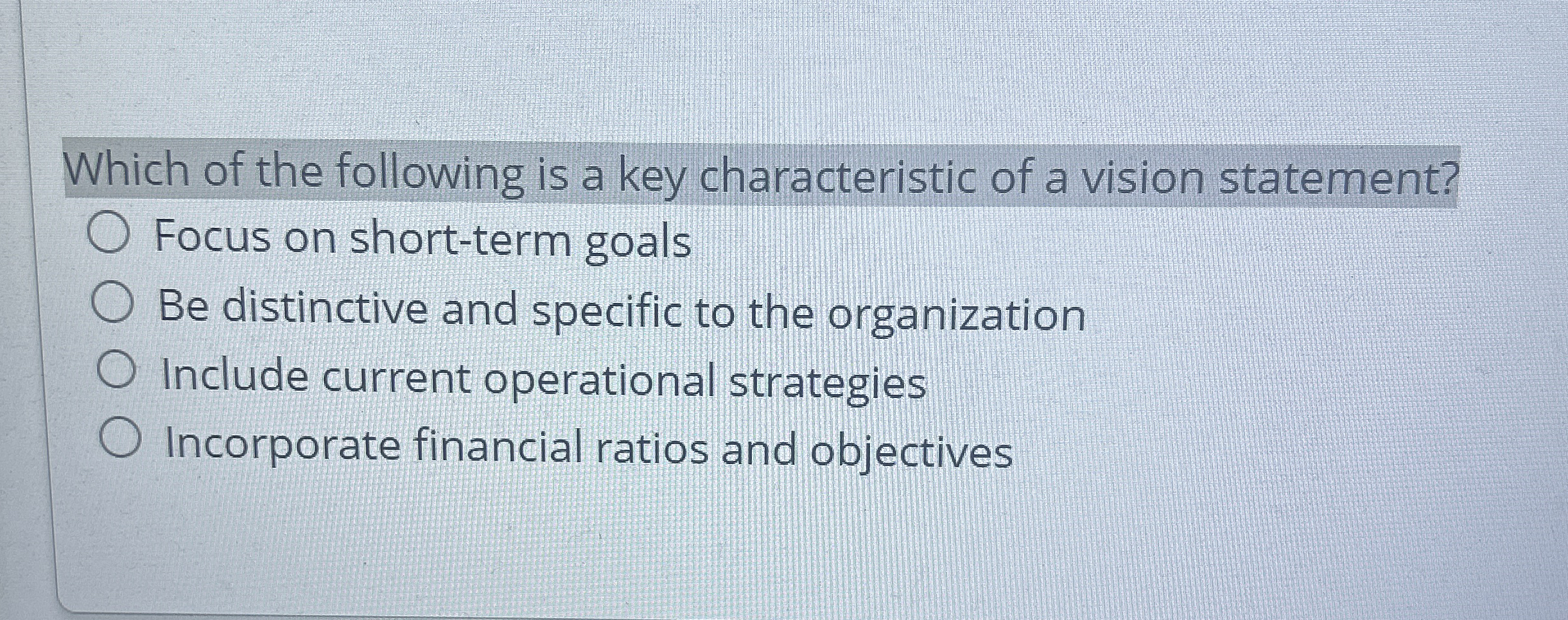 Solved Which of the following is a key characteristic of a | Chegg.com