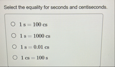 Solved Select the equality for seconds and | Chegg.com