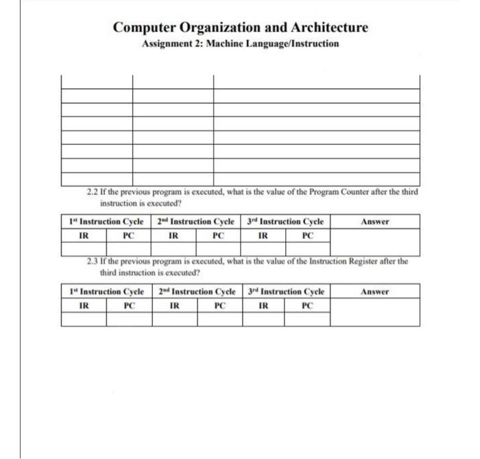 Solved Computer Organization and Architecture Assignment 2: | Chegg.com
