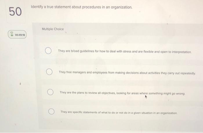 Solved Identify a true statement about procedures in an | Chegg.com