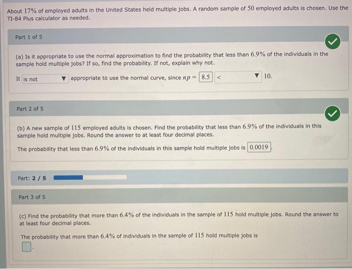 Solved About 17 of employed adults in the United States