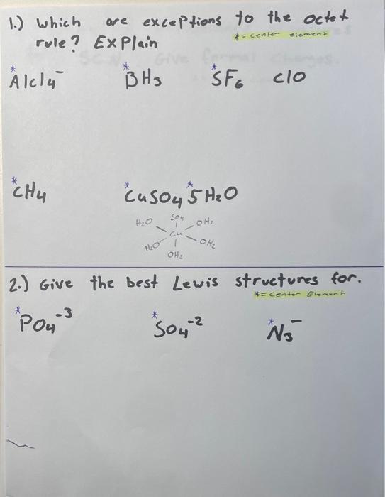 Solved 2 Give The Best Lewis Structures For Po4−3so4−2 7415