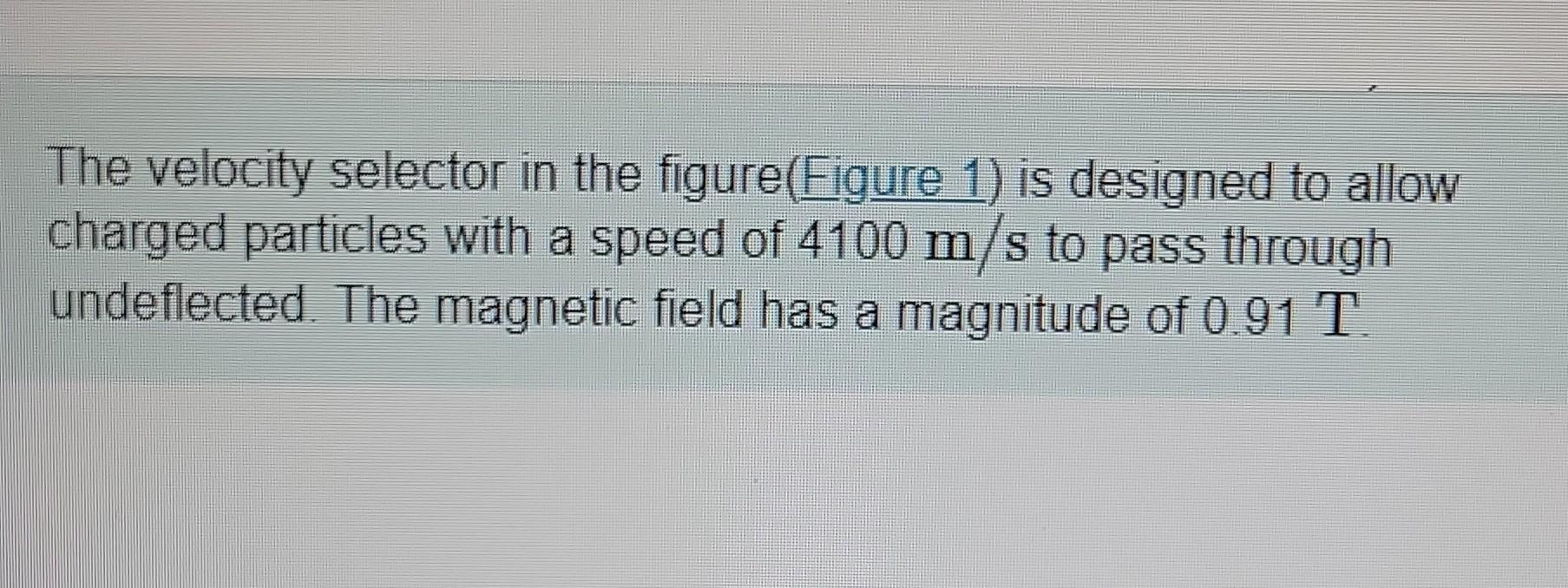 Solved The Velocity Selector In The Figure(Figure 1) Is | Chegg.com