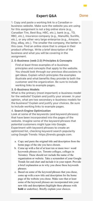 Solved Expert Q&A Done 1. Copy and paste a working link to a | Chegg.com