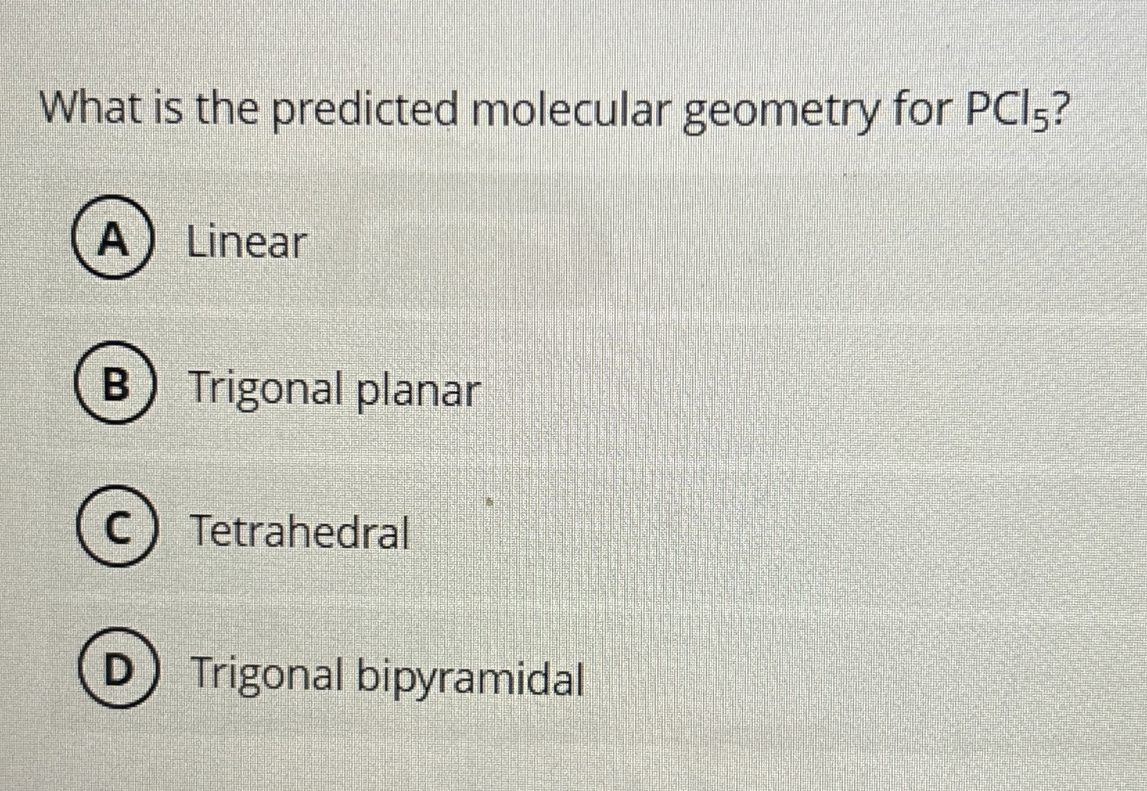 Solved What is the predicted molecular geometry for | Chegg.com