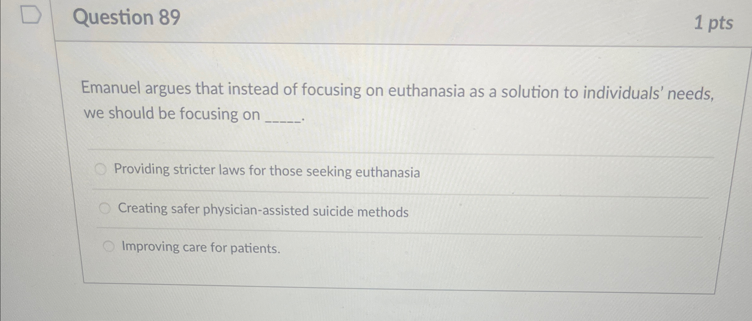 Solved Question 891 ﻿ptsEmanuel argues that instead of | Chegg.com
