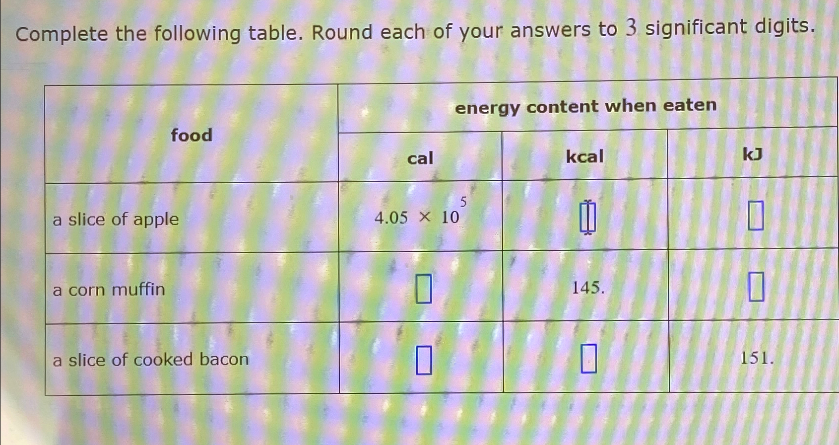 Solved Complete the following table. Round each of your | Chegg.com