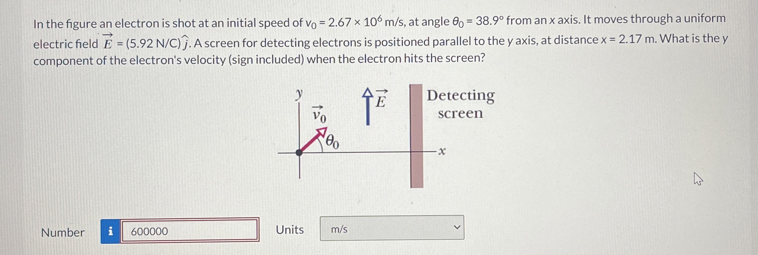 Solved In the figure an electron is shot at an initial speed | Chegg.com