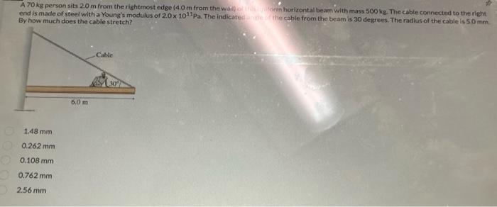 Solved A 70 kg person sits 20 m from the rightmost edge ( | Chegg.com