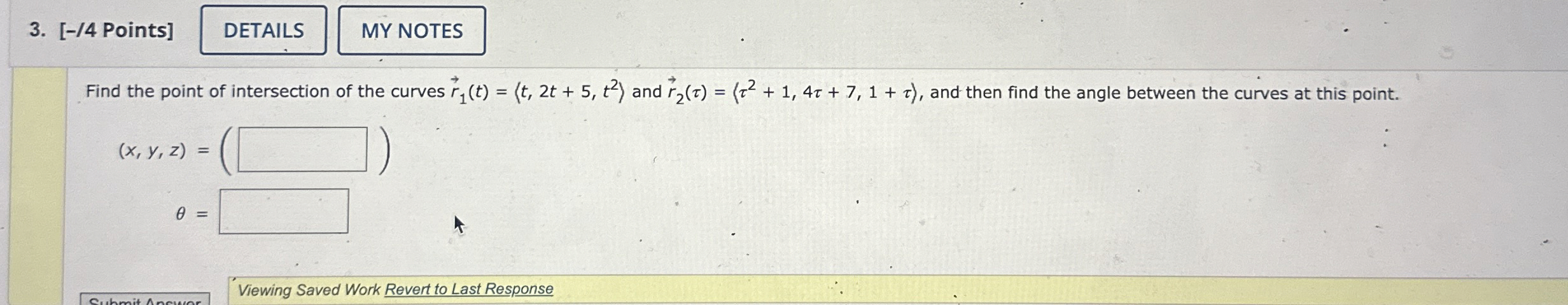 Solved Find the point of intersection of the curves | Chegg.com